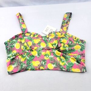 NWT QED London cropped satin lemon top Size 10